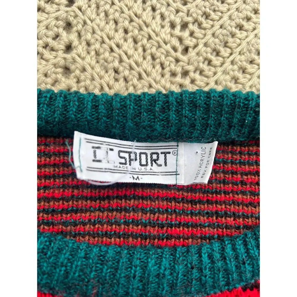 Vintage 90s Fair Isle Snowflake Grandpa Sweater CC Sport -‎ Size Medium